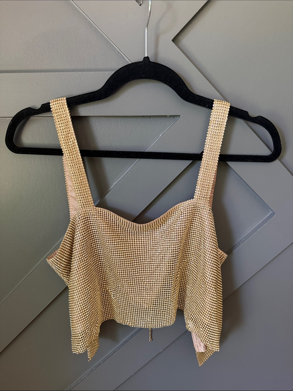 REVOLVE Gold Rhinestone Crop Tank